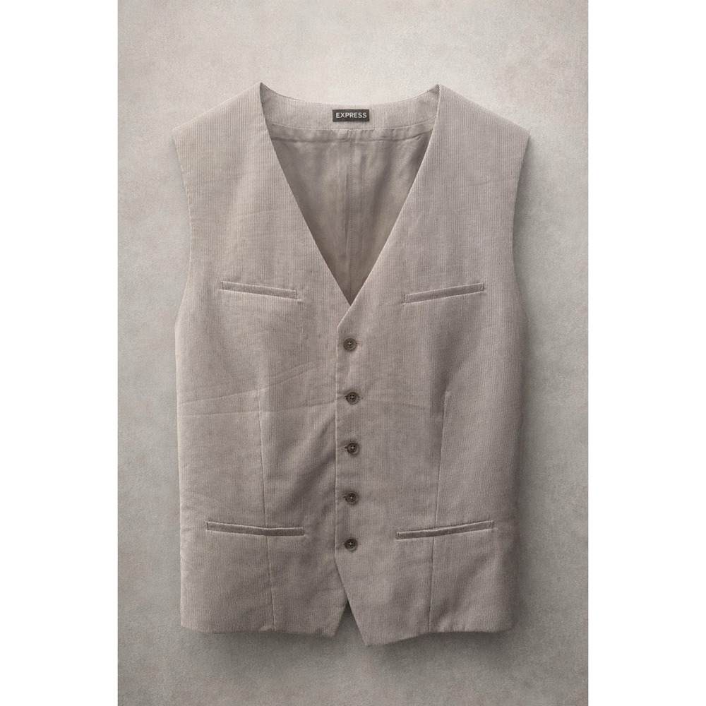 Express Corduroy Beige Belted Women's Suit Vest M